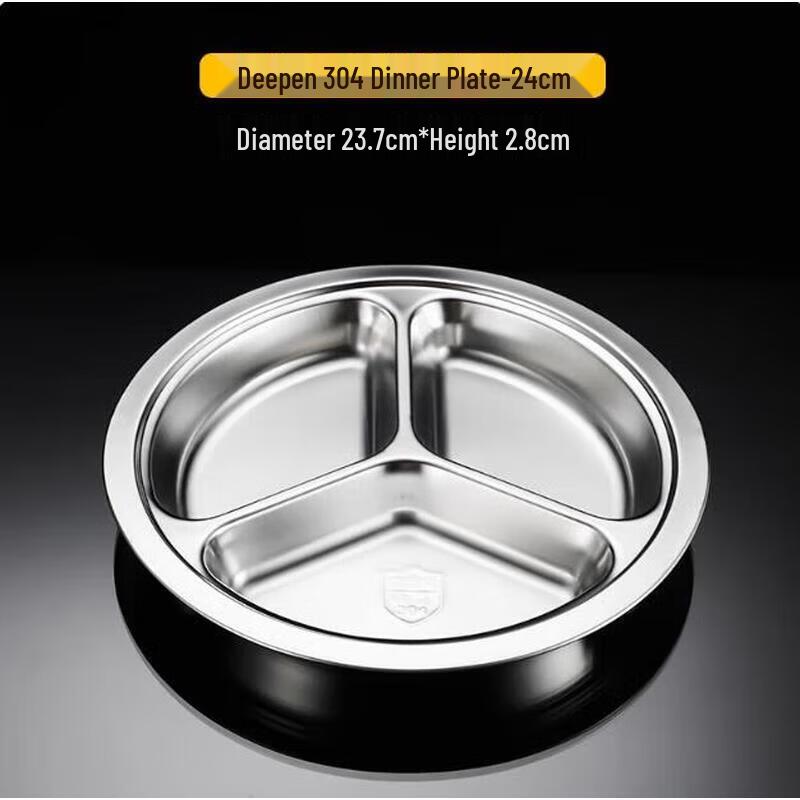 304 Stainless Steel 3-Compartment Meal Plate