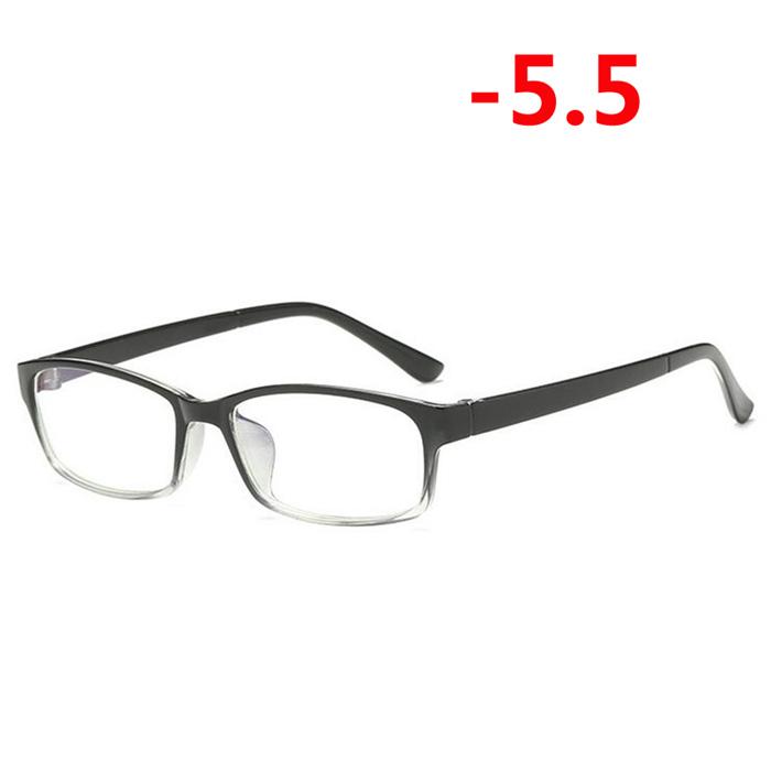 Black Frame Anti-Blu-Ray Square Nearsighted Eyeglasses Women Men Plastic Minus Degree Prescription Glasses -0.5 -1.0 To -6.0
