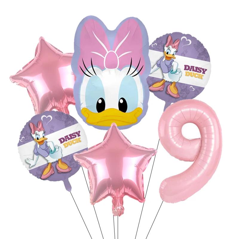 Cartoon Donald Number Duck Daisy Aluminum Film Balloon Set Spherical DIY Birthday Arrangement Party Decoration Balloons Kawaii