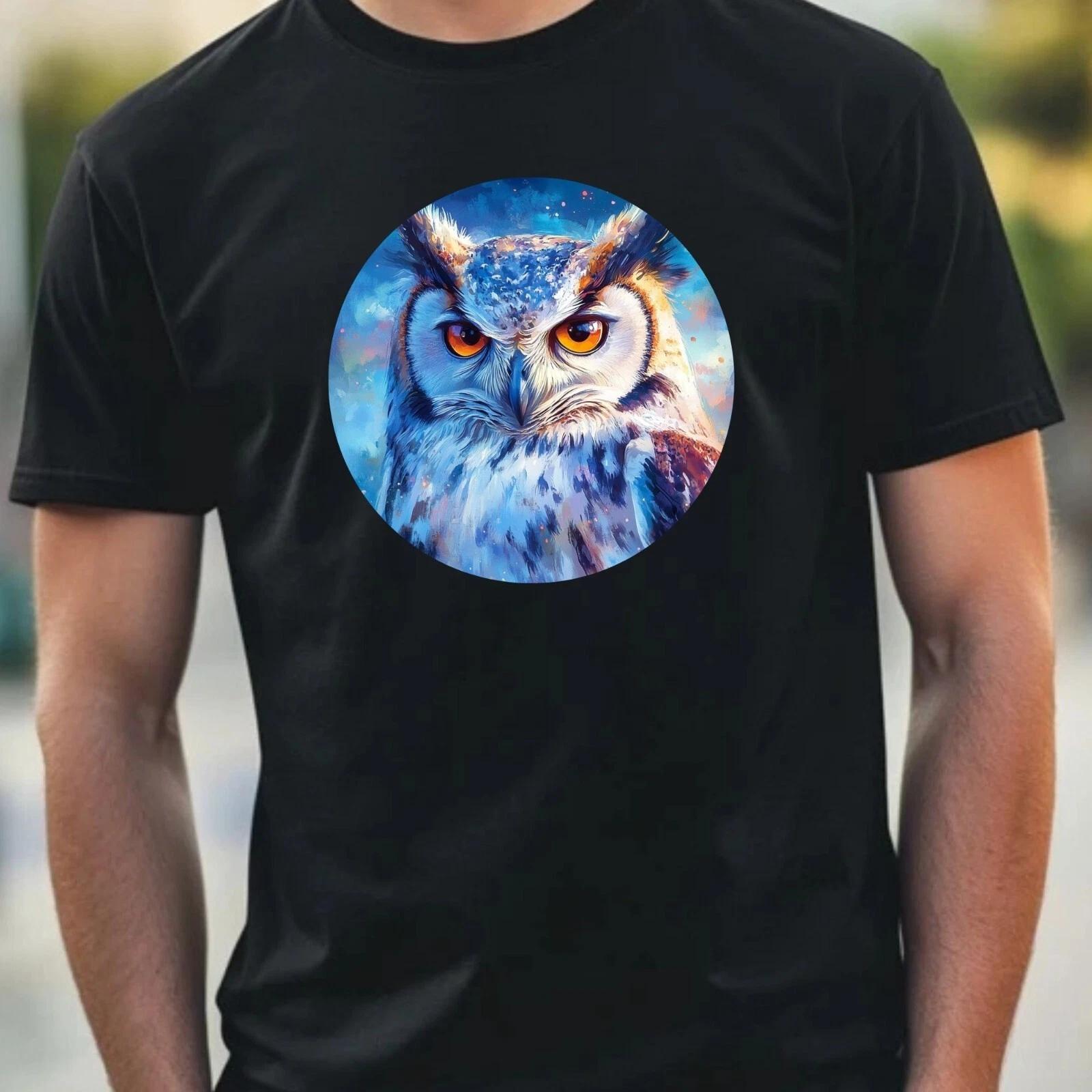 T-Shirt Herren Eule Portrait Motiv Baumwolle Größe XS bis 5XL M