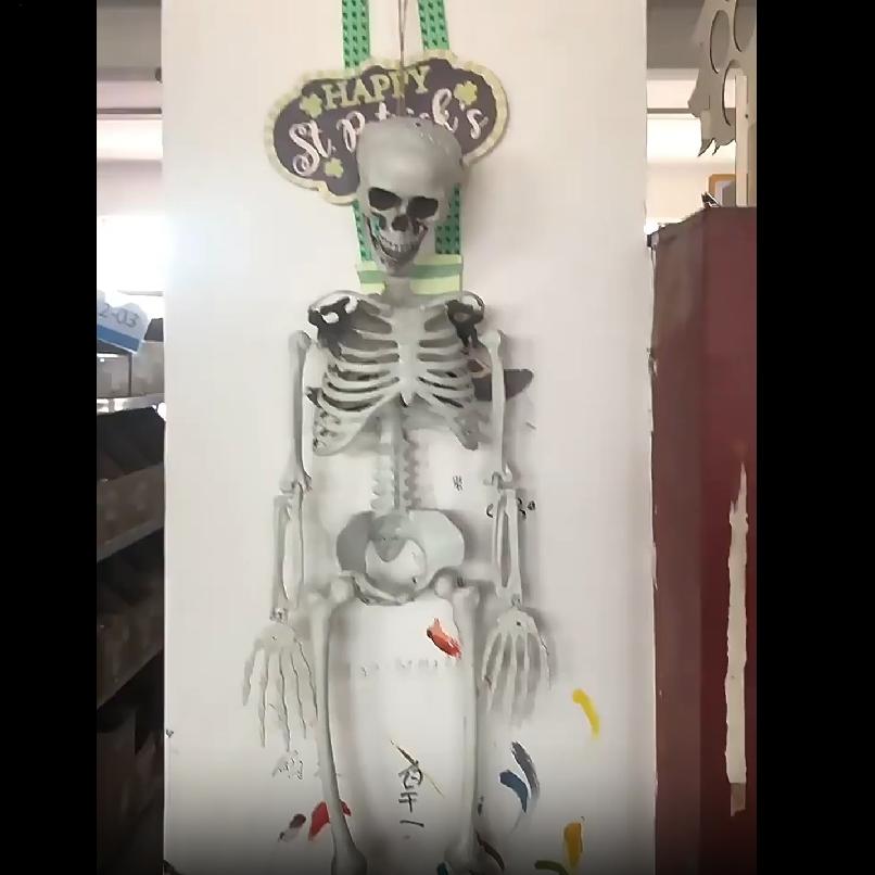 90cm Halloween Realistic Body Bones Life Size Human Skeleton With Posable Joints Simulation Skull Ornament Haunted House Props