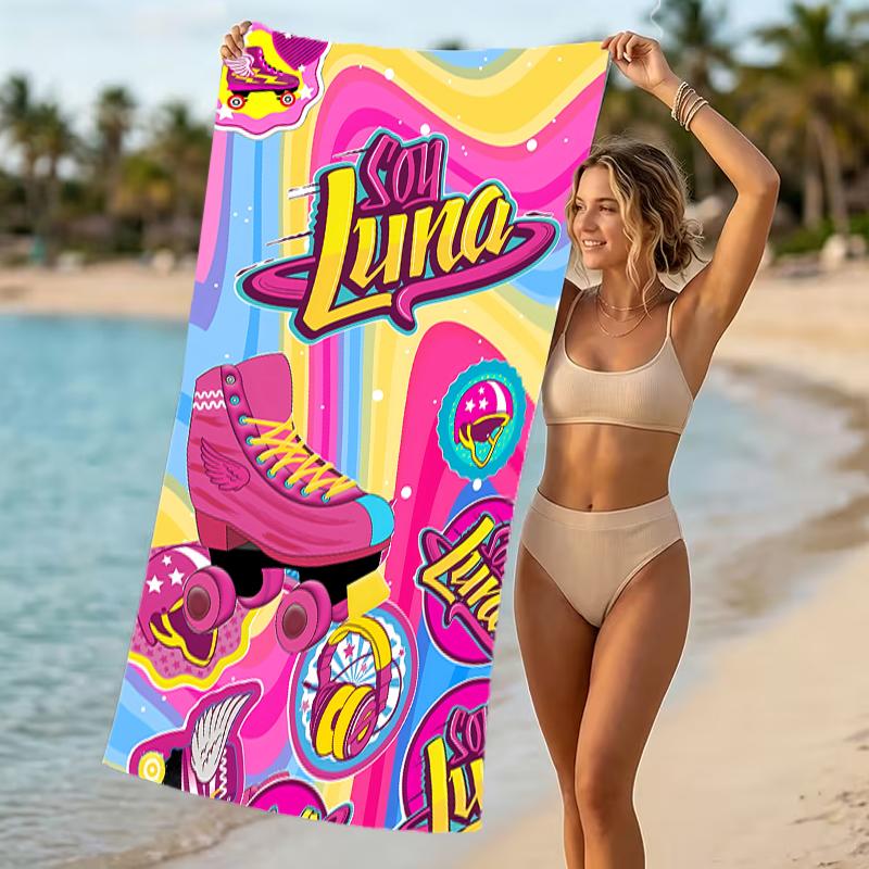 Beach Towel with Soy Luna Pattern - soft,absorbent,machine washable Lightweight&Modern,swimming,Travel Essentials