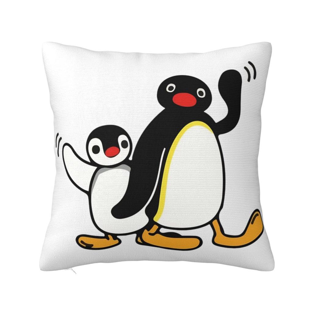 Noot Pingu Square Pillow Covers Polyester Home Penguin Cartoon Cushion Cover Cool Decorative Pillow Cover 45*45