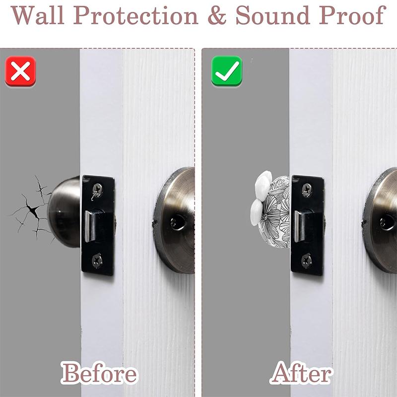 WTEMPO 2PCS Door Knob Printed Covers Door Knob Protector Cover Wall Protectors Reusable Washable Door Handle Cover for Round Door Handle Protection