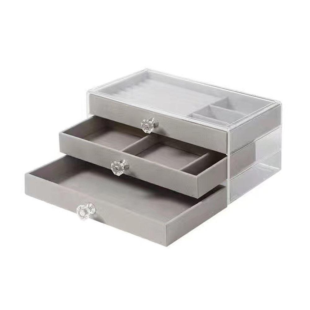 Dustproof Flannel Jewelry Storage Box Stackable Drawer Jewelry Box  for Home