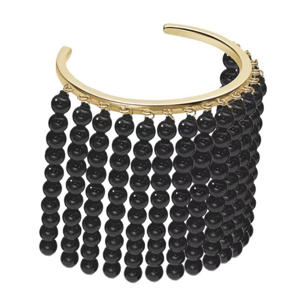 Alloy Beaded Cuff Bracelet Adjustable Tassel Bracelet New Wrist Jewelry Party Wear чёрный