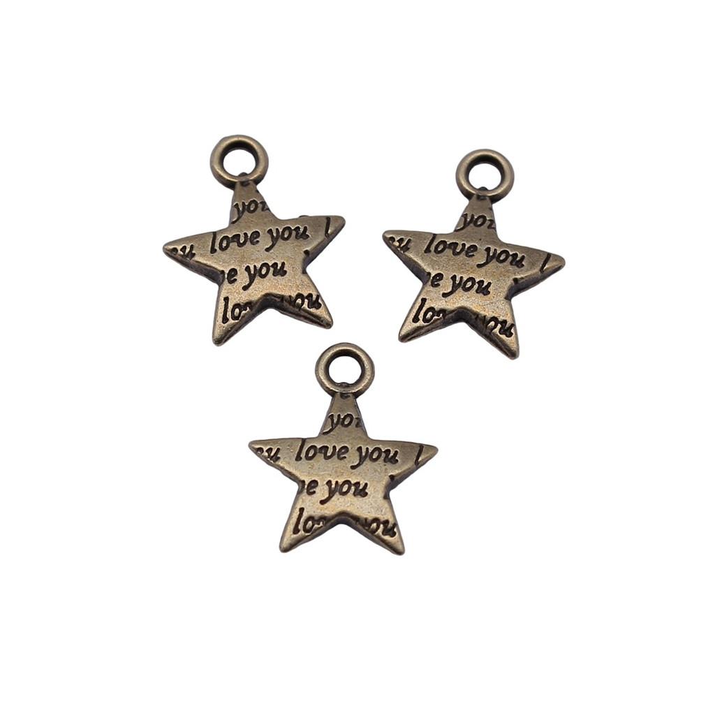 Nested Star Charms Multi Color Alloy Pendants For Double Star Themed Jewelry