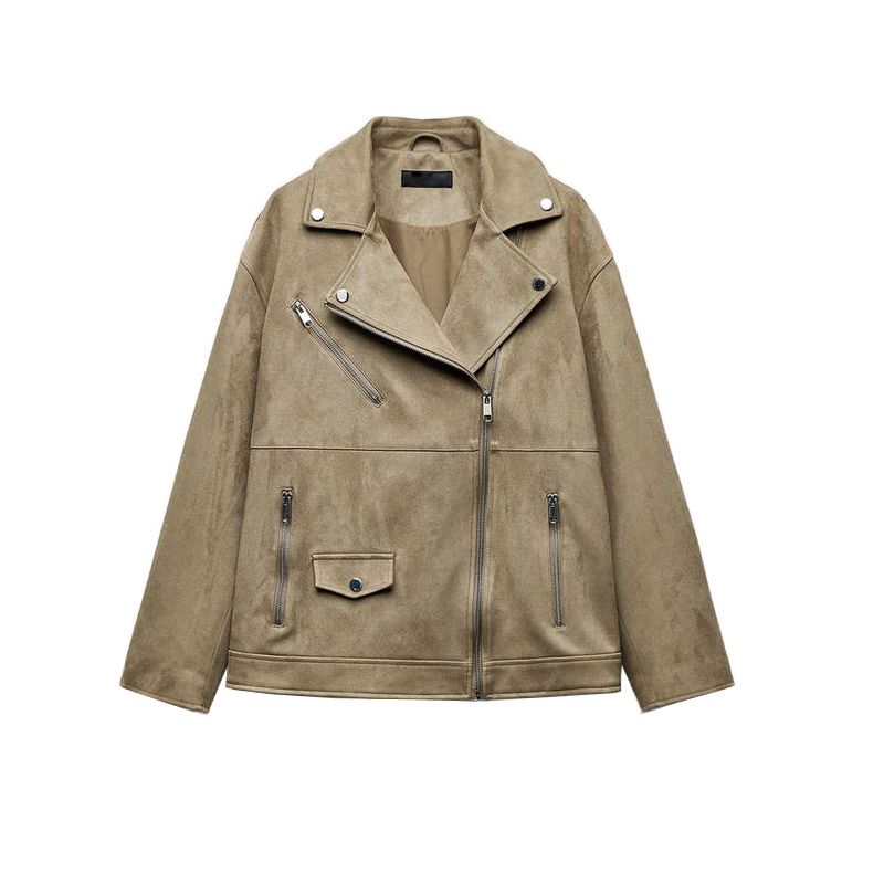 Spring New Women's Clothing French Vintage Style Suede Texture Effect Motorcycle Jacket Outwear 3046067