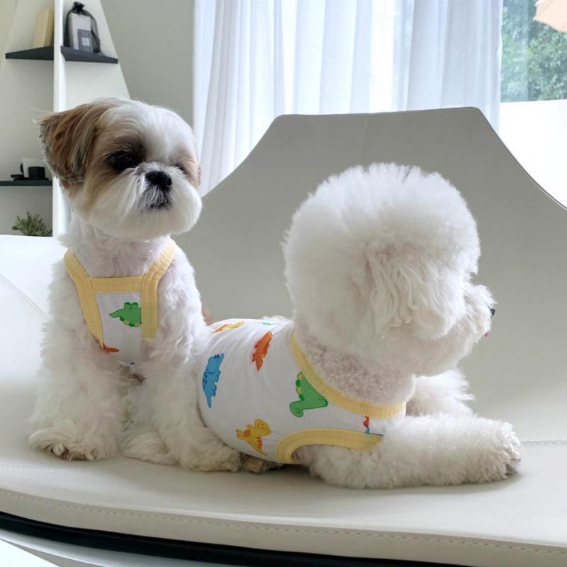 Summer Leisure Style Dinosaur Pattern Suspender Small Dog Pet Vest Clothing Model 146