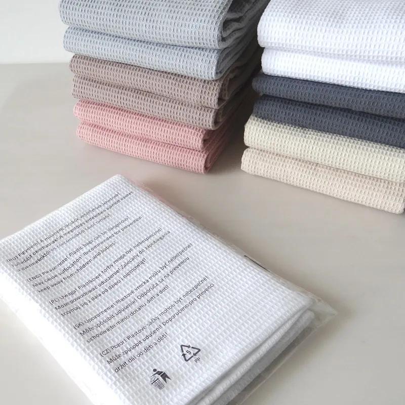 1Pc 45x65cm Waffle Cotton Solid Color Home Absorbent Tea Towel Kitchen Dish Cloth Table Napkin