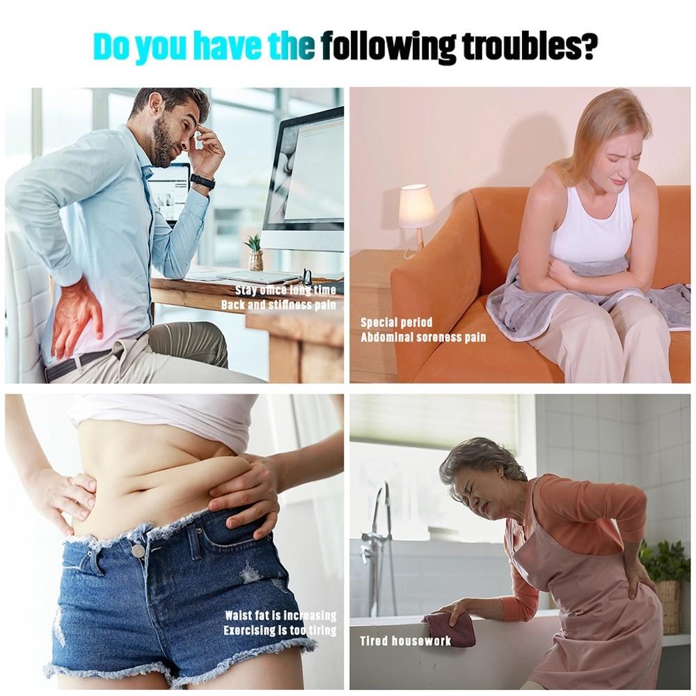 Masseur Chauffant Abdominal Électrique EMS Brûle-Graisse Fitness Amincissant Ceinture Taille Ventre Perte de Poids Stimulateur Musculaire