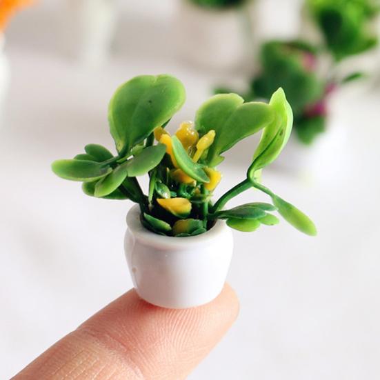 Mini Plant Model 1/12 Scale Doll Houses Plants Realistic Micro Plastic Pots for Doll Houses Garden Accessories Fairy Garden Patio Decor Miniature