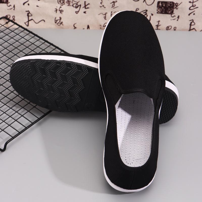 Old Beijing cloth shoes beef tendon sole black cloth shoes men's breathable foot cover one pedal casual walking low-top return single shoes