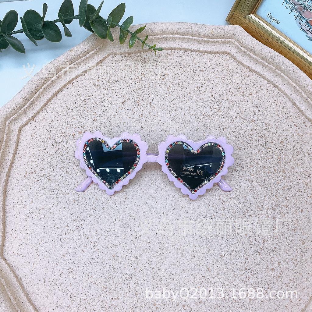 Fashion Love Cute Baby Sunglasses Diy Diamond Girls Concave Sunglasses Sun Protection And Uv Protection Glasses