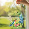Hummingbird Sun Catcher Stained Glass Style Window Hanging Decor Acrylic Hummingbird Flower Suncatcher Gift for Bird Lovers Home Garden Porch