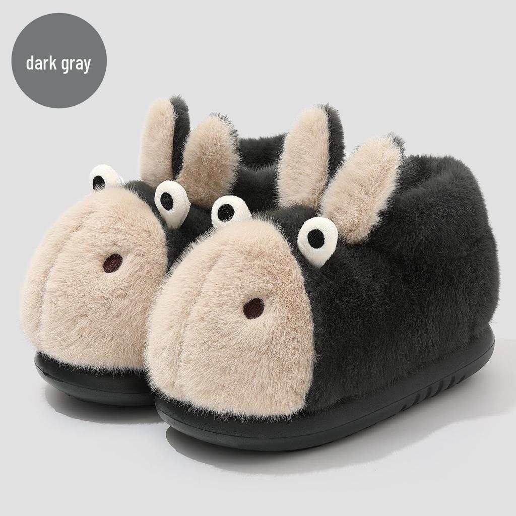 Winter Indoor Cotton Slippers: Cute Furry Cartoon Design for Men & Women