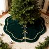 Christmas Tree Skirt, Green Velvet Tree Skirt With Gold Lace Trim And Closure, Suitable For 8, 0-foot Tall Trees, Large Tree Skirt
