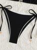 Einfarbiger Spitzenbesatz zum Binden Sexy Bikini Split Badeanzug Damen