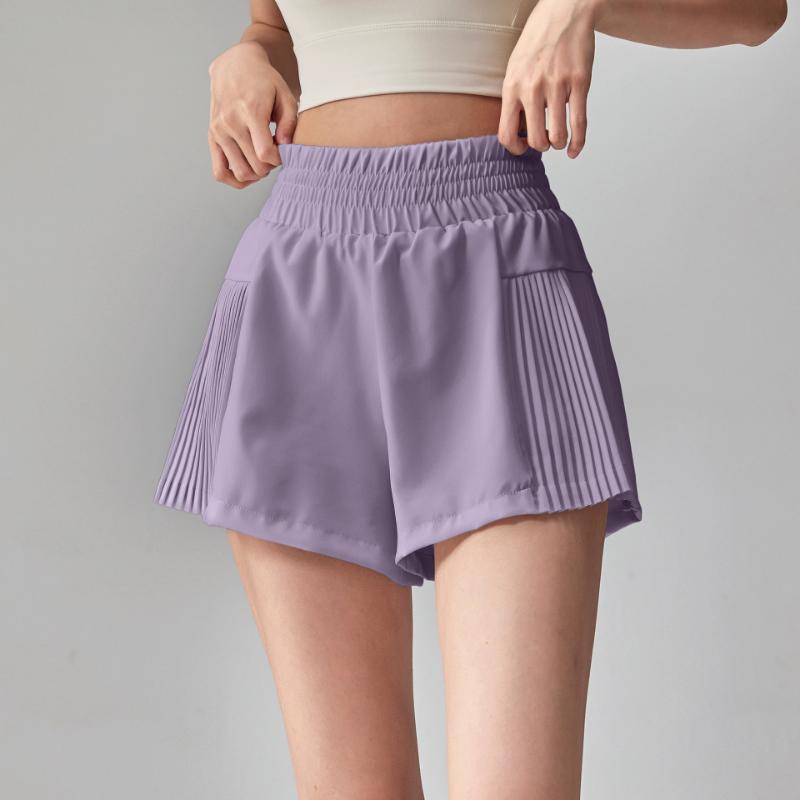 Women's Summer Sports Shorts High Waist Anti-exposure Running Training Pilates Fitness Pleated Skirt Quick-drying Yoga Shorts