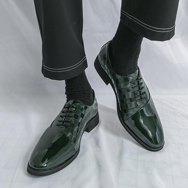 Fashion High Grade Patent Leather Shoes Formal Office Oxfords Elegant Wedding Footwear Business Lace Up Platform Comfortable Men Shoes