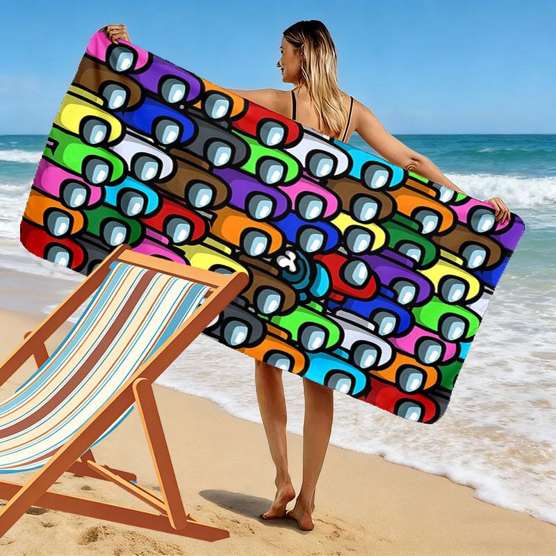 Among Us Print Strandtuch, Großes Weiches Schnelltrocknendes Handtuch für Strand Camping Schwimmen