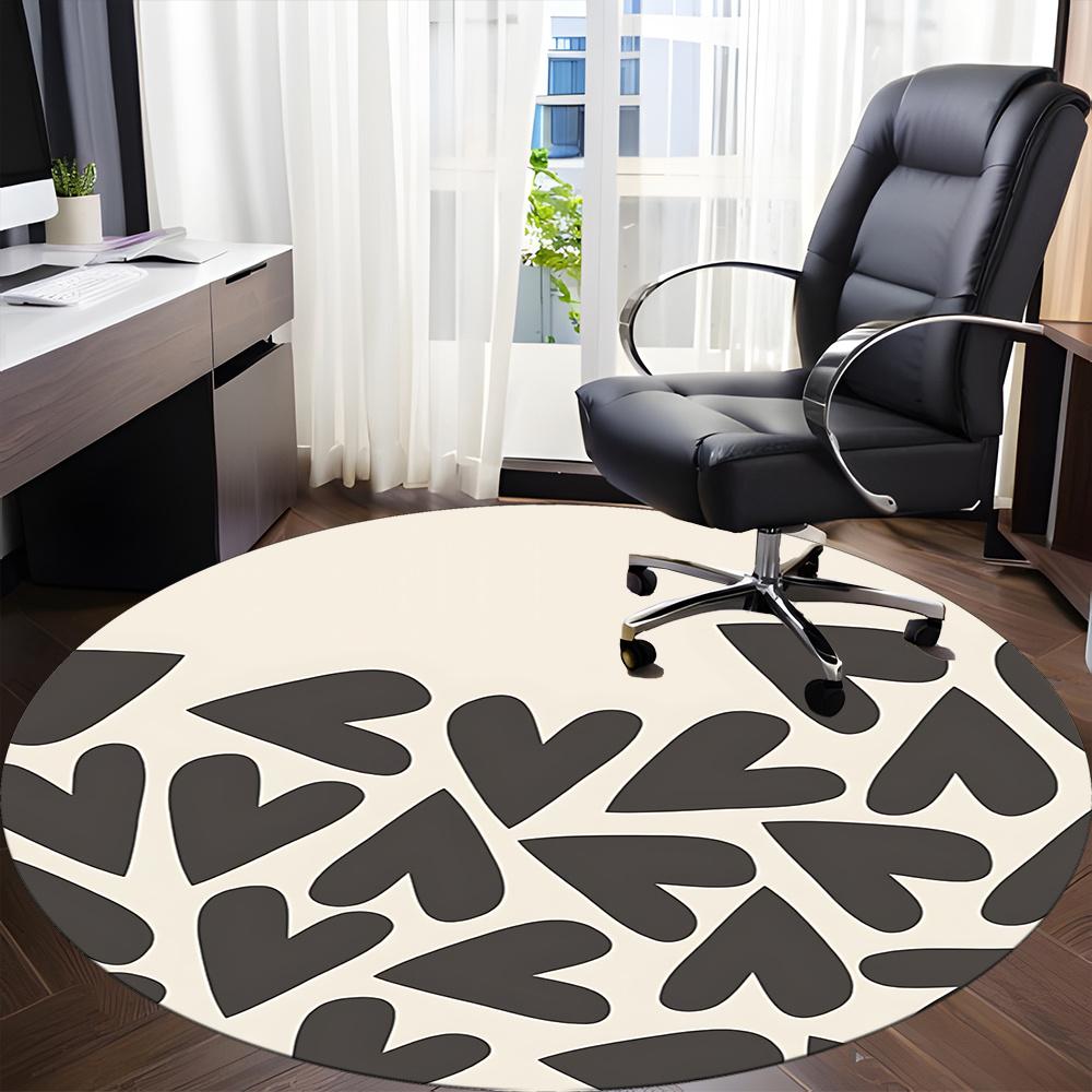 1pc Heart Pattern Office Round Area Rug, Indoor Mat Suitable ForOffice, Under Office Chairs Bedroom Living Room Home Decor, Room Decot247