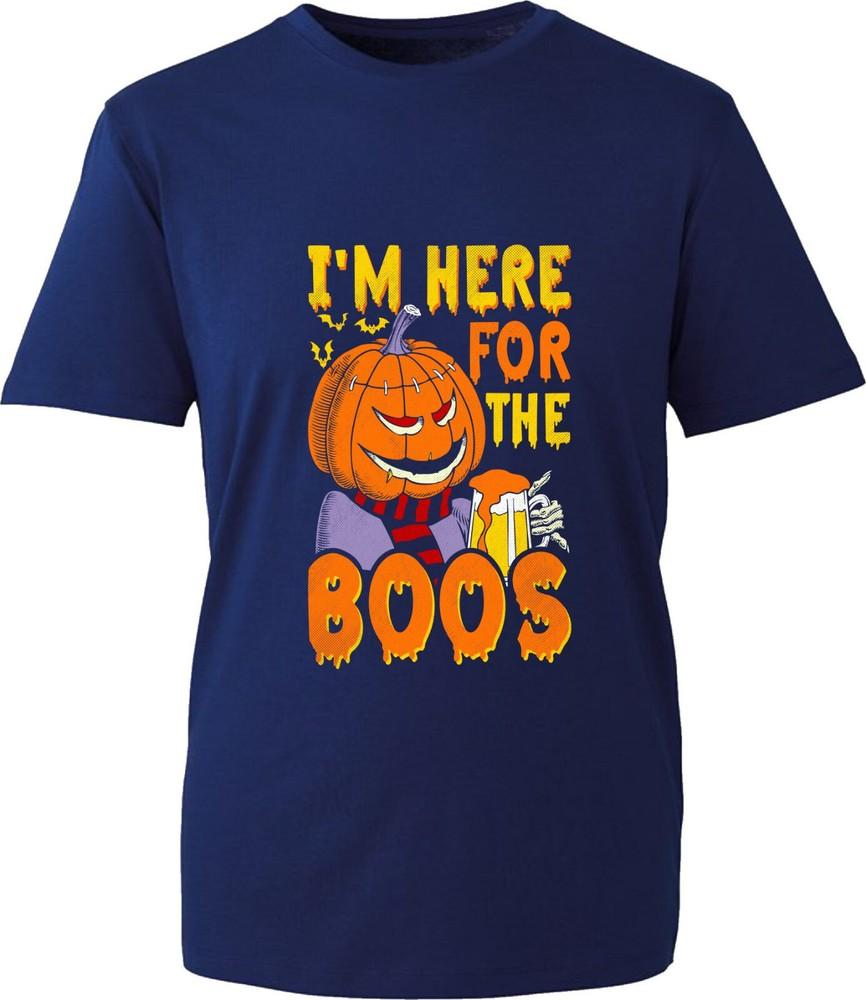 Im Here For The Boos Tshirt Halloween Pumpkin Ghost Drinking Beer Horror Top S