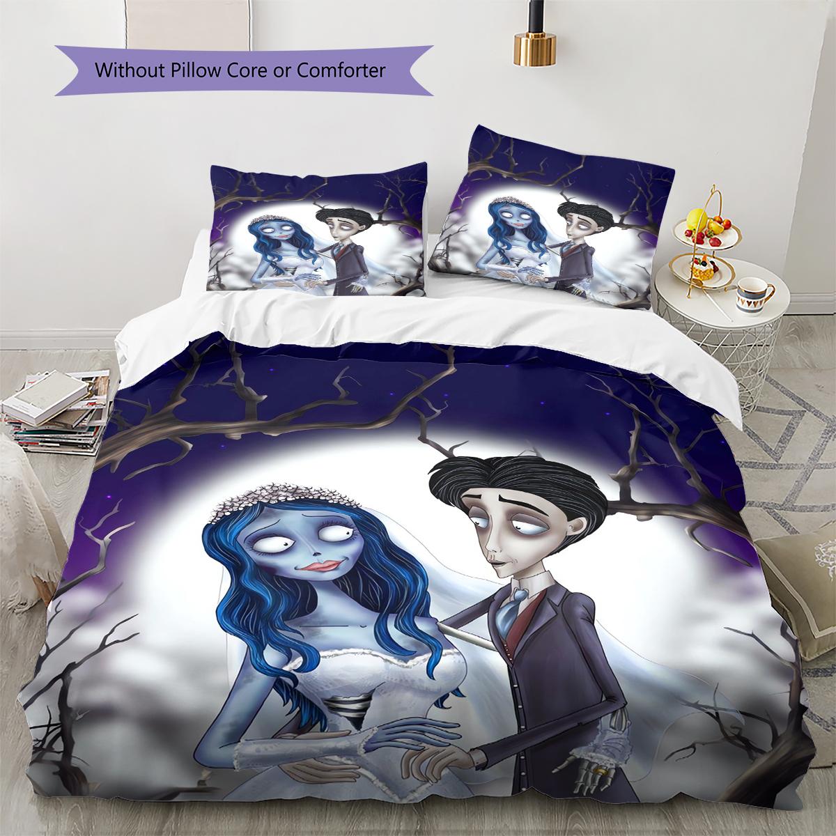 

Corpse Bride Pattern Bedding Quilt Set Quilt Cover Pillowcase Home Decoration Gift (1 * duvet cover + 2 * pillowcase, without core) 135x200cm