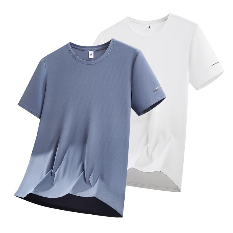 T-shirt in Seta di Ghiaccio Moda Uomo Casual Asciugatura Rapida Manica Corta Fresca Traspirante Larga Top Sportivo Uomo Slim Traspirante Casual Manica Corta