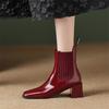 Móda Nové Podzim Zima Lakovaná Kůže Dámské Boty pro Ženy Čtvercová Špička Módní Kotníkové Boty Ručně Vyráběné Chelsea Boty Vysoké Podpatky