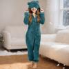 Children's Fashion Solid Colour Autumn/Winter Plush Hooded Onesie Loungewear Pyjamas With Eye Mask
