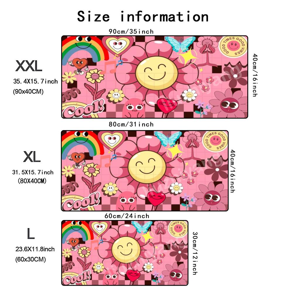 Colorful Patterns Mouse Pad Large Computer Office Game Table Mat Rubber AntiSlip Stitched Edge Keyboard Mats 90x40 Xxl Desk Pad