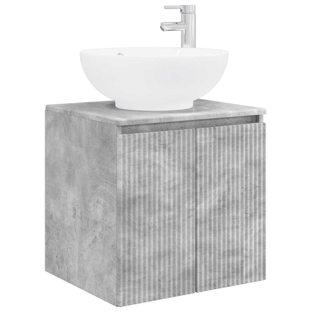 5 Piece Bathroom Cabinet Set Concrete Grey Wood Based Material