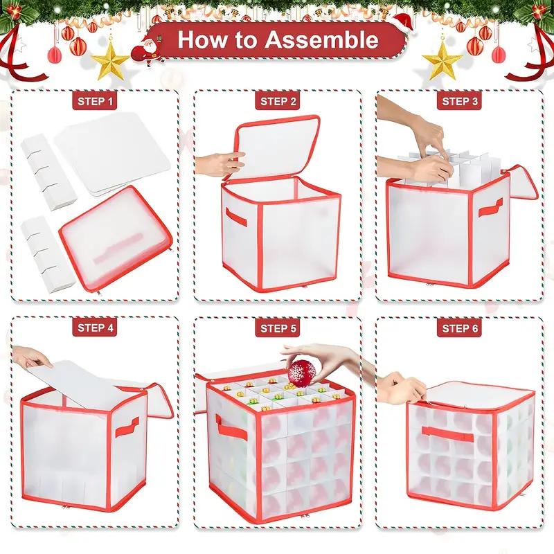 64/32-Gitter WeihnachtsKugel Aufbewahrungsbox 4-stöckig Klar unterteilt Organizer Mehrzweck Ornamente Behälter für Festival Dekorationen