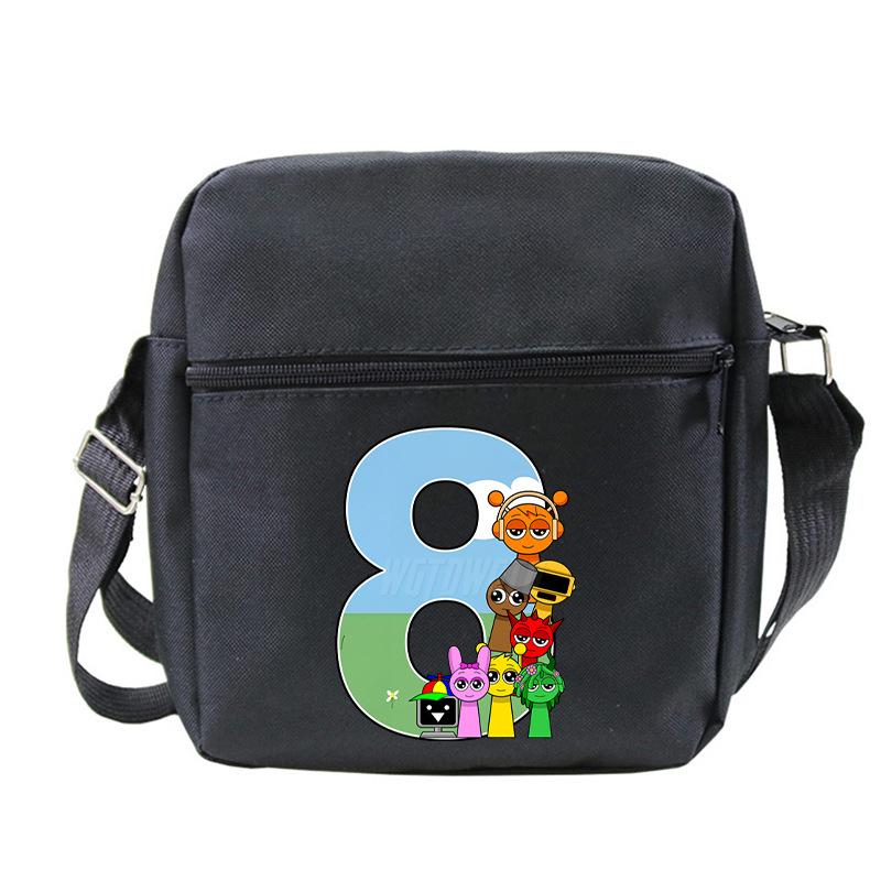 Fashion Children'S Shoulder Bag 26 Letters Personalized Printing Rhythm Box Black Messenger Bag Stationery Bag
