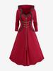 Rosegal Plus Size Pentagram Zipper Lace Trim Grommets Hooded Coat