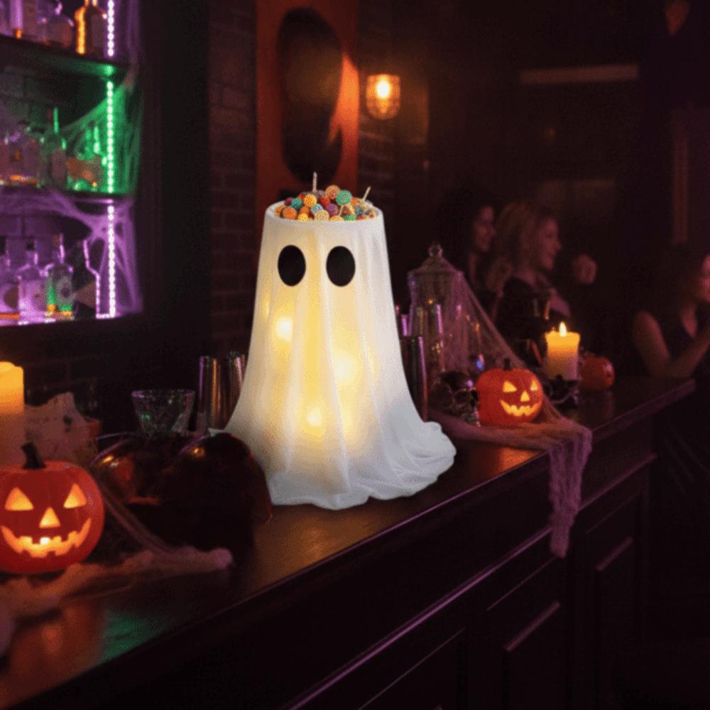 Height-adjustable Ghost Candy Bowl Standing Halloween Ornament Outdoor