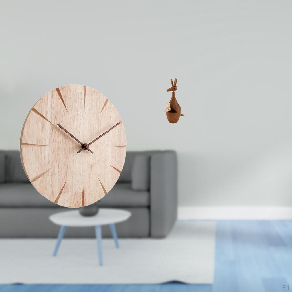 Wood Wall Clock Creative Decorative Sculpture Non Ticking Silent Animal Figurine Statue Gift for