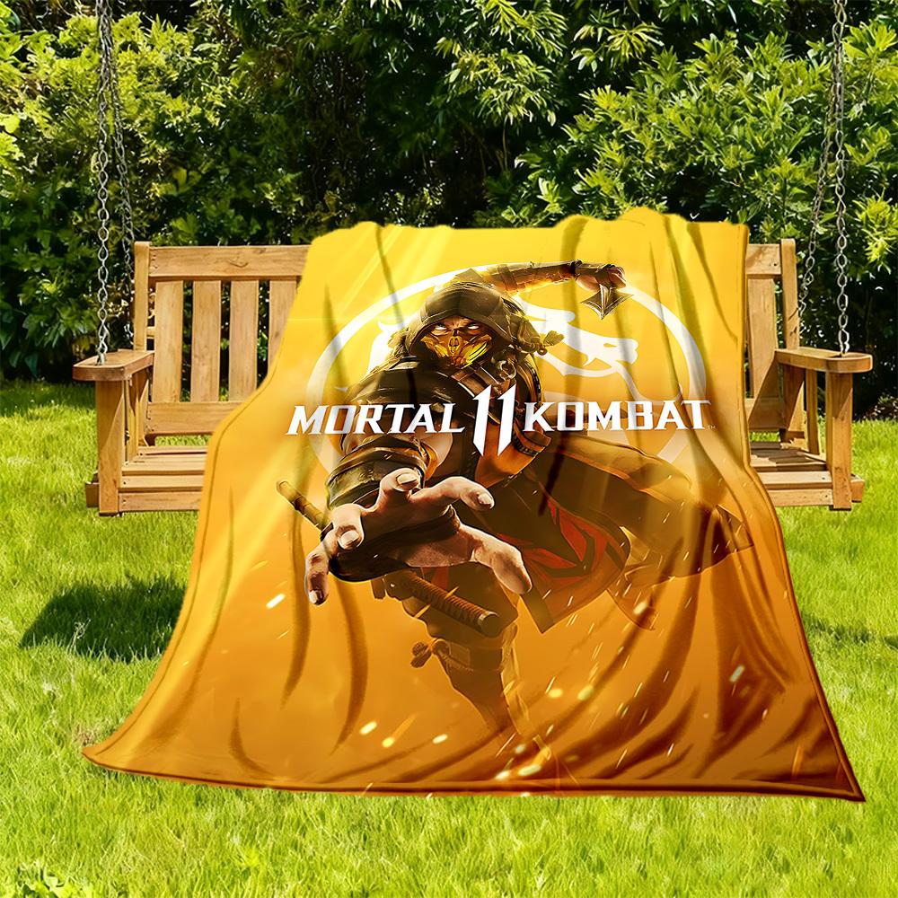 1PC Mortal Kombat, Scorpion Outdoor Blanket Lightweight Flannel, Soft & Warm, All-Season, Outdoor, Camping, Living Room, Office,  L1106025