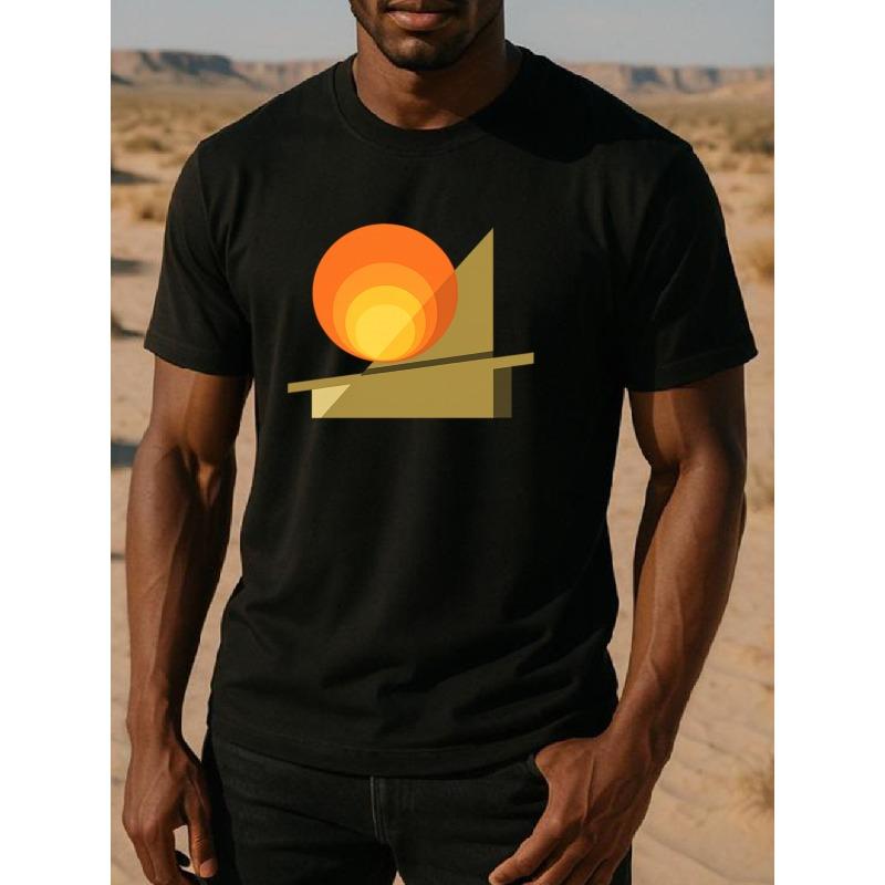 European Size Minimalist Geometric Abstract Prints Interpret a Serene and Powerful Inner Order. Men's Printed Short-sleeved , Commuting Printed Shirts