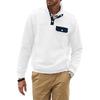 Men's Winter Solid Color Diamond Check Sweatshirt Men's Casual Pocket Button Sweatshirt