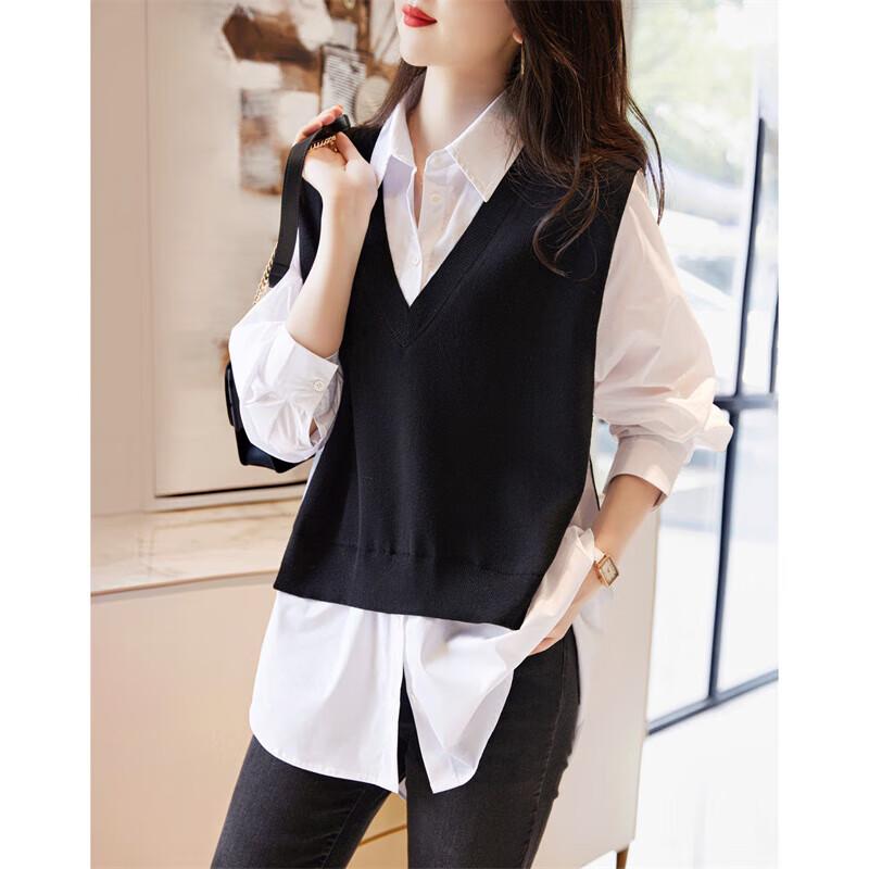 Demana Merino Wool Blend Color Block Lapel Sweater XL