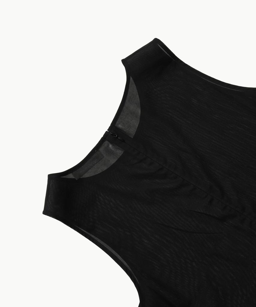 Amomento Sheer Padded Balloon Dress_Black