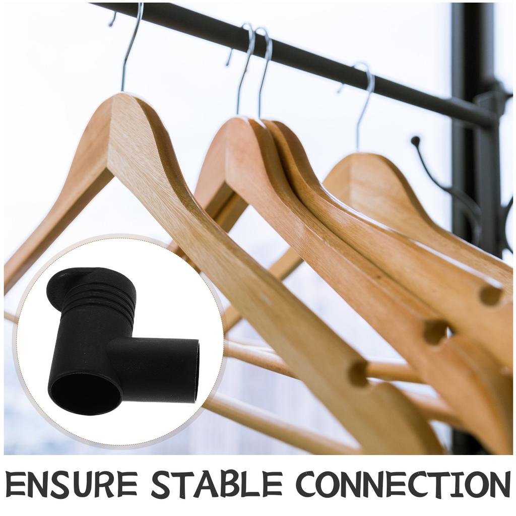 6Pcs Clothes Drying Rack Joints Plastic Black Tube Connectors Sturdy Right Angle Floor Standing Garment Rack Rod Ends