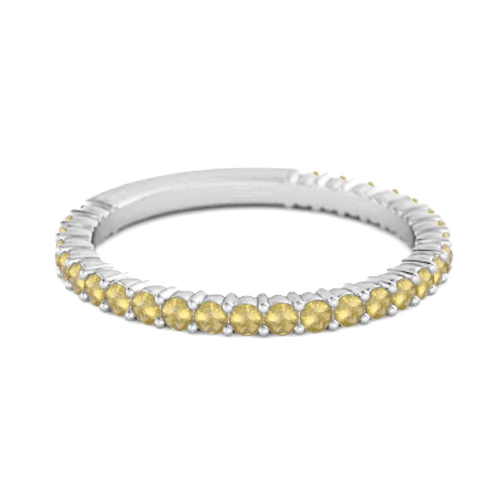 Lemon Quartz Eternity Band Ring - 925 Sterling Silver
