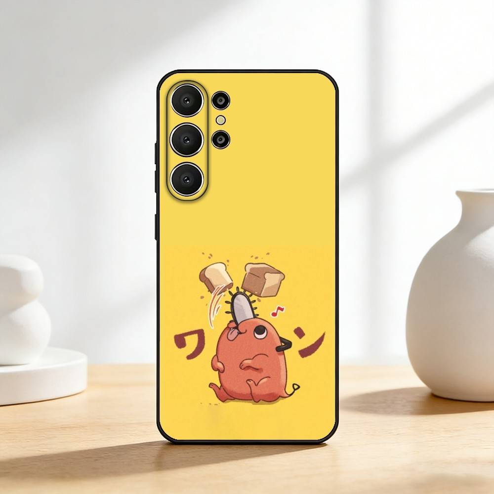 P-pochitas Anime Chainsaw Man Phone Case For Samsung S26,S25,S24,S21,S22,S23,S30,Ultra,S20,FE,Lite,10,9,Black Cover Samsung S235G