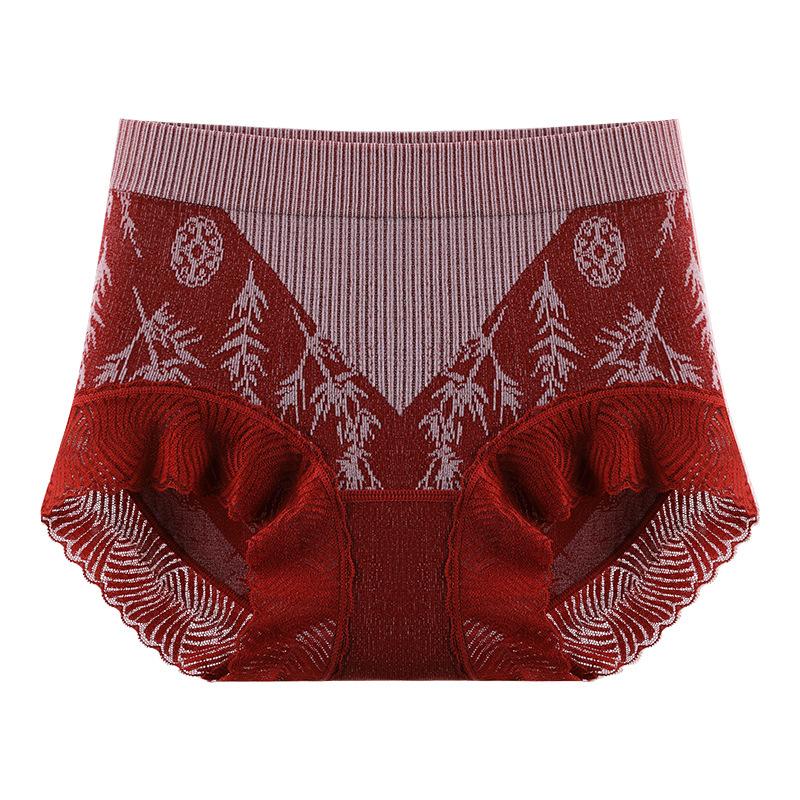 Ladies Spring and Autumn New Guofeng V-shaped Abdominal Inhibition 10A Pure Cotton Crotch Breathable Briefs