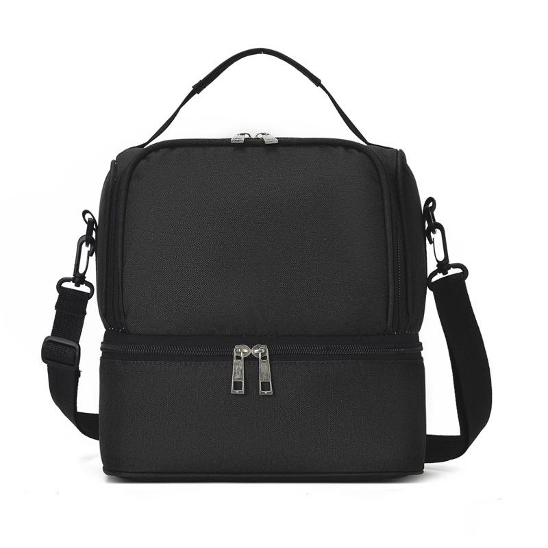 

Портативная двухслойная сумка для пикника, холодильник, термоизолированная коробка для обеда, сумки для еды, контейнер для бенто, холодильник для кемпинга, переноска для напитков чёрный