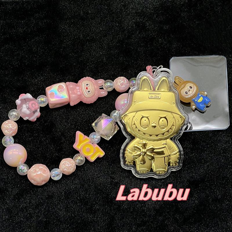 Golden Cartoon Cute Keychain Including Bracelet