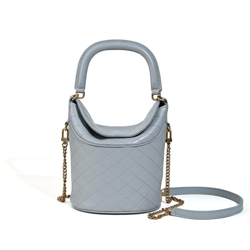 New Leather Bucket Bag Classic High-end Sense Versatile Diamond Chain Fashion Messenger Women's Bag